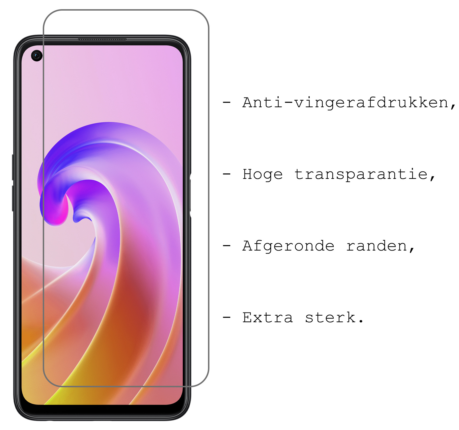 BASEY. Hoes Geschikt voor OPPO A76 Hoesje Shock Proof Case Hoes Siliconen Met Screenprotector - Hoesje Geschikt voor OPPO A76 Hoes Cover Shockproof - Transparant