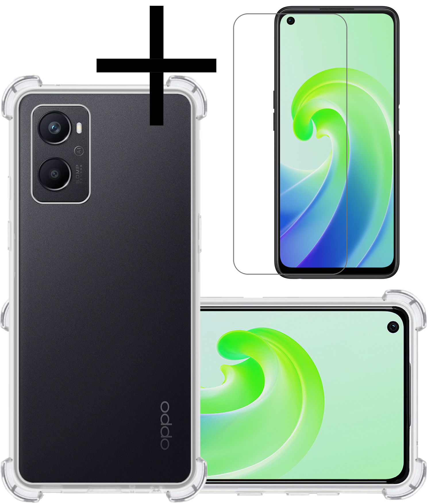 NoXx OPPO A76 Hoesje Transparant Cover Shock Proof Case Hoes Met Screenprotector