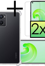 NoXx Hoes Geschikt voor OPPO A76 Hoesje Siliconen Cover Shock Proof Back Case Shockproof Hoes Met 2x Screenprotector - Transparant