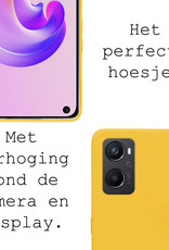 BASEY. Hoes Geschikt voor OPPO A76 Hoesje Siliconen Back Cover Case Met Screenprotector - Hoesje Geschikt voor OPPO A76 Hoes Cover Hoesje - Geel