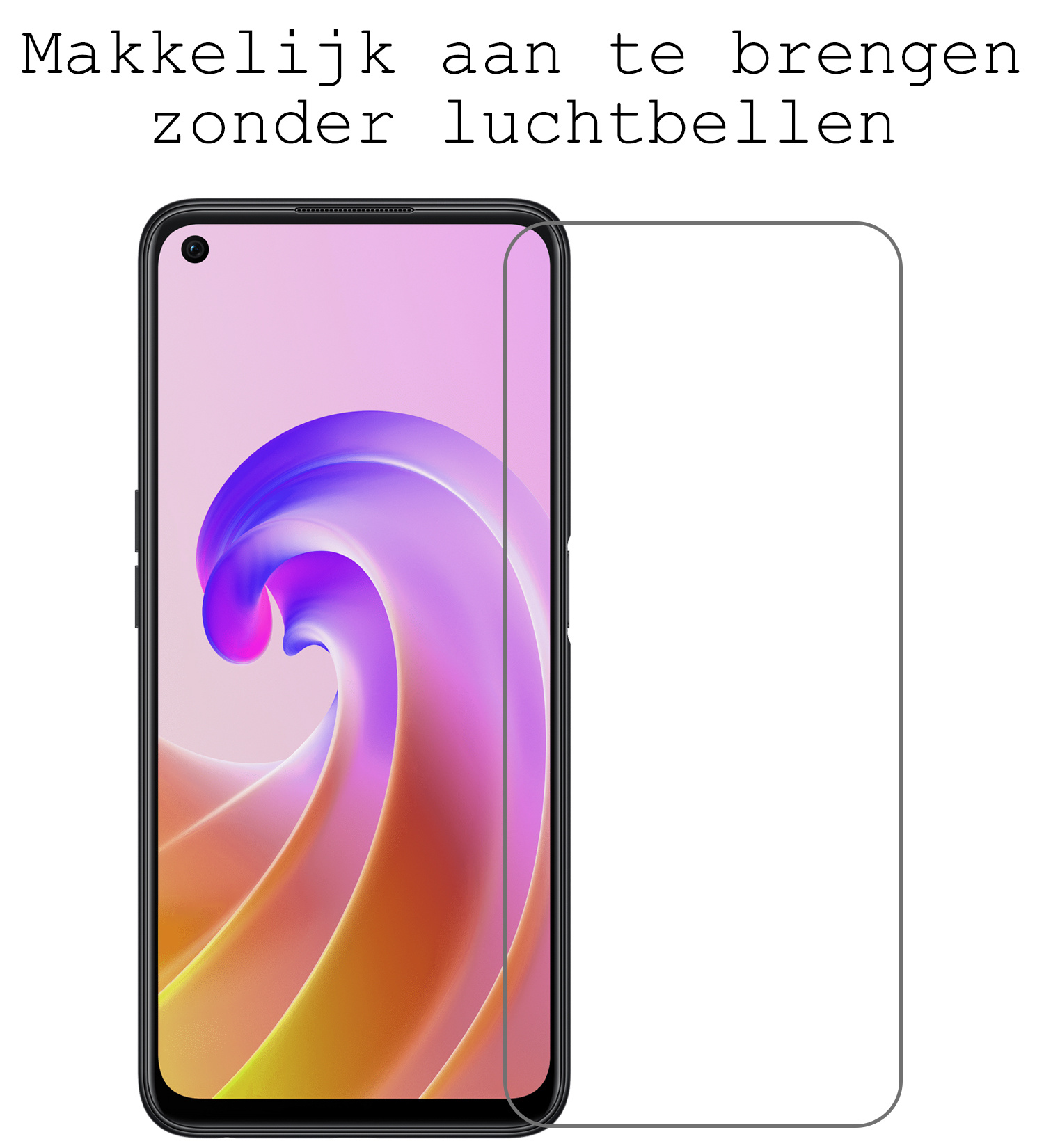 BASEY. Hoes Geschikt voor OPPO A76 Hoesje Siliconen Back Cover Case Met Screenprotector - Hoesje Geschikt voor OPPO A76 Hoes Cover Hoesje - Lichtroze