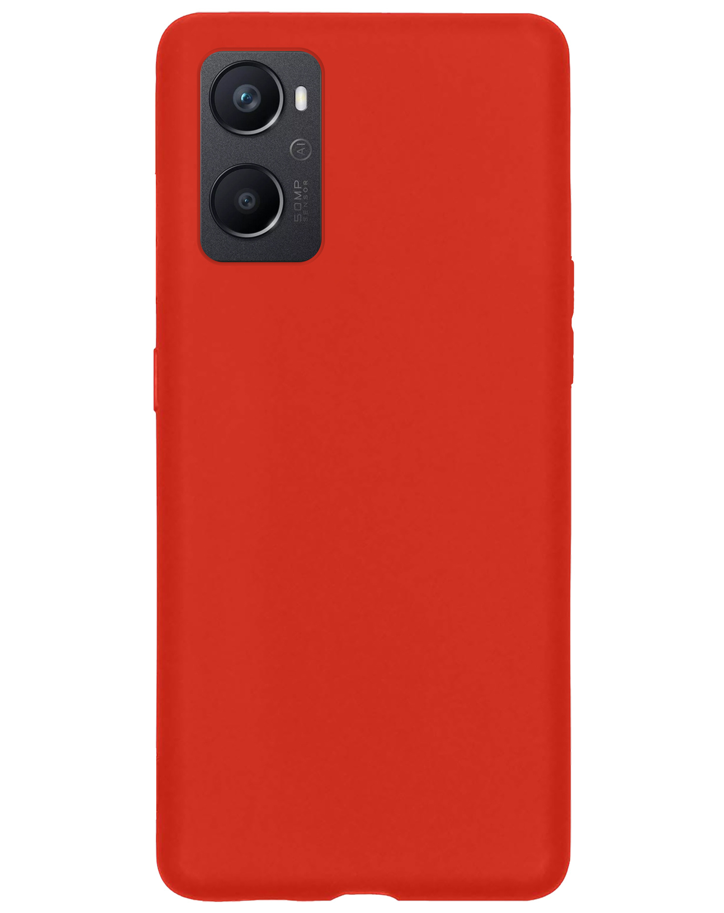 BASEY. Hoes Geschikt voor OPPO A76 Hoesje Siliconen Back Cover Case Met Screenprotector - Hoesje Geschikt voor OPPO A76 Hoes Cover Hoesje - Rood