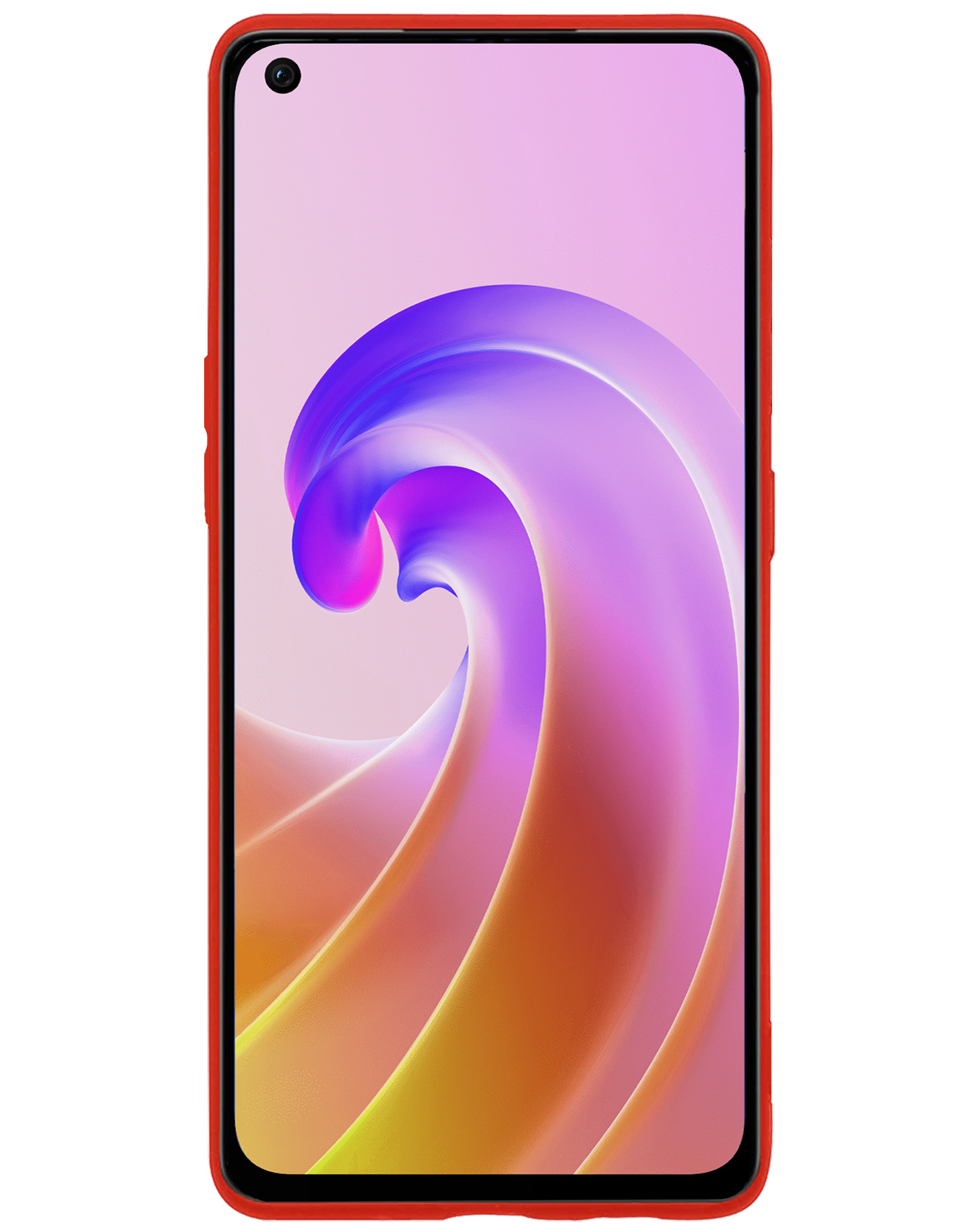 BASEY. Hoes Geschikt voor OPPO A76 Hoesje Siliconen Back Cover Case Met Screenprotector - Hoesje Geschikt voor OPPO A76 Hoes Cover Hoesje - Rood