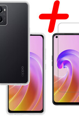 BASEY. Hoes Geschikt voor OPPO A76 Hoesje Siliconen Back Cover Case Met Screenprotector - Hoesje Geschikt voor OPPO A76 Hoes Cover Hoesje - Transparant