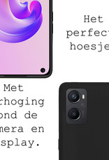 BASEY. Hoes Geschikt voor OPPO A76 Hoesje Siliconen Back Cover Case Met Screenprotector - Hoesje Geschikt voor OPPO A76 Hoes Cover Hoesje - Zwart
