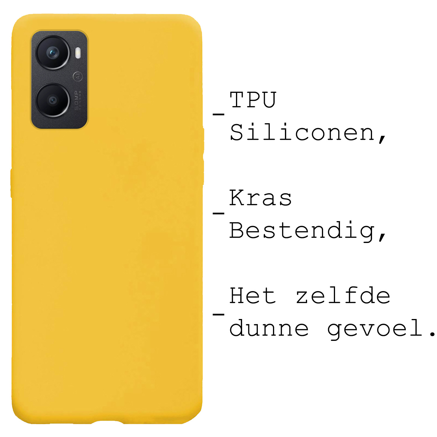 BASEY. Hoes Geschikt voor OPPO A76 Hoesje Siliconen Back Cover Case Met 2x Screenprotector - Hoesje Geschikt voor OPPO A76 Hoes Cover Hoesje - Geel