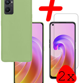 BASEY. BASEY. OPPO A76 Hoesje Siliconen Met 2x Screenprotector - Groen