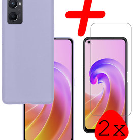 BASEY. BASEY. OPPO A76 Hoesje Siliconen Met 2x Screenprotector - Lila