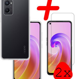 BASEY. BASEY. OPPO A76 Hoesje Siliconen Met 2x Screenprotector - Transparant