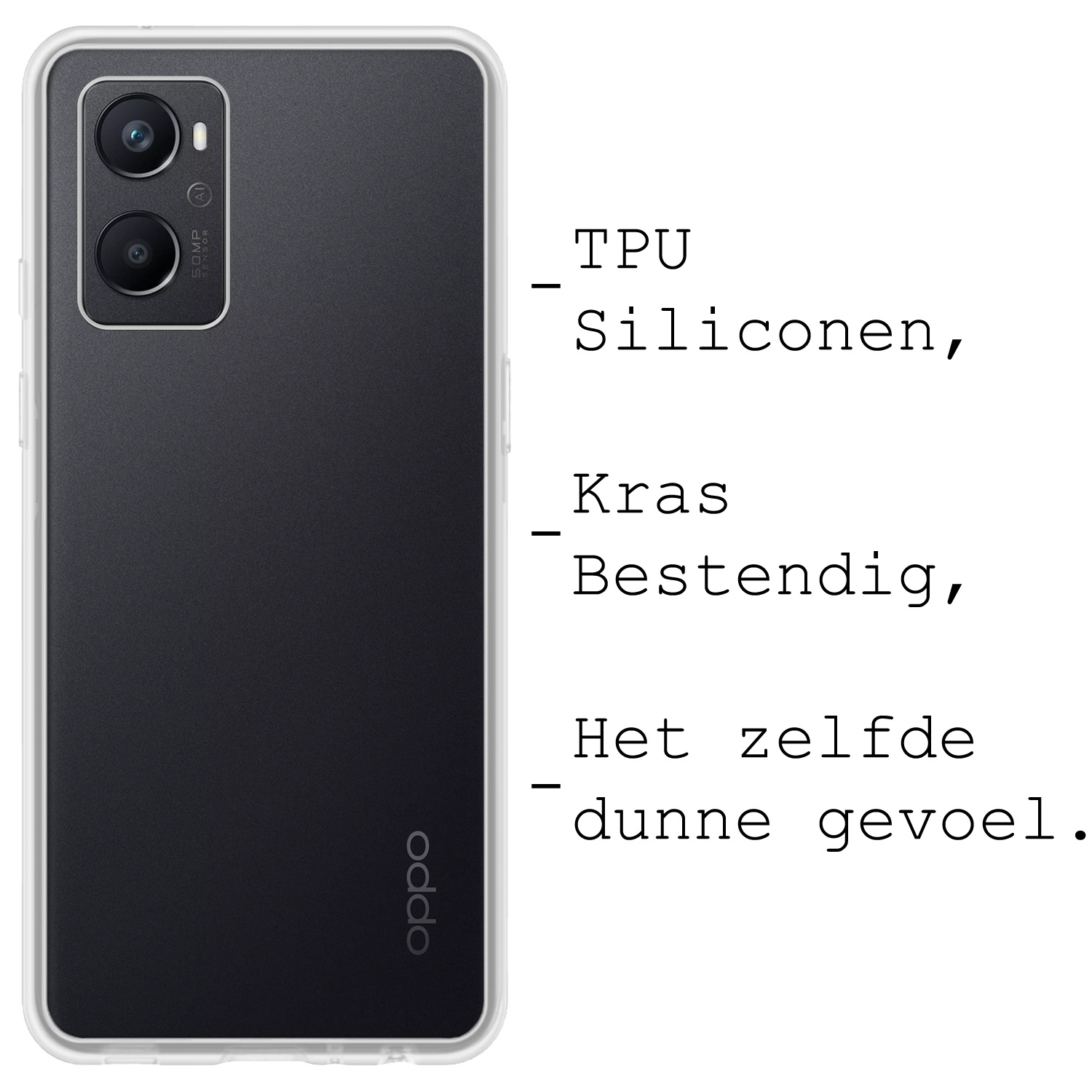 BASEY. Hoes Geschikt voor OPPO A76 Hoesje Siliconen Back Cover Case Met 2x Screenprotector - Hoesje Geschikt voor OPPO A76 Hoes Cover Hoesje - Transparant