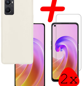 BASEY. BASEY. OPPO A76 Hoesje Siliconen Met 2x Screenprotector - Wit