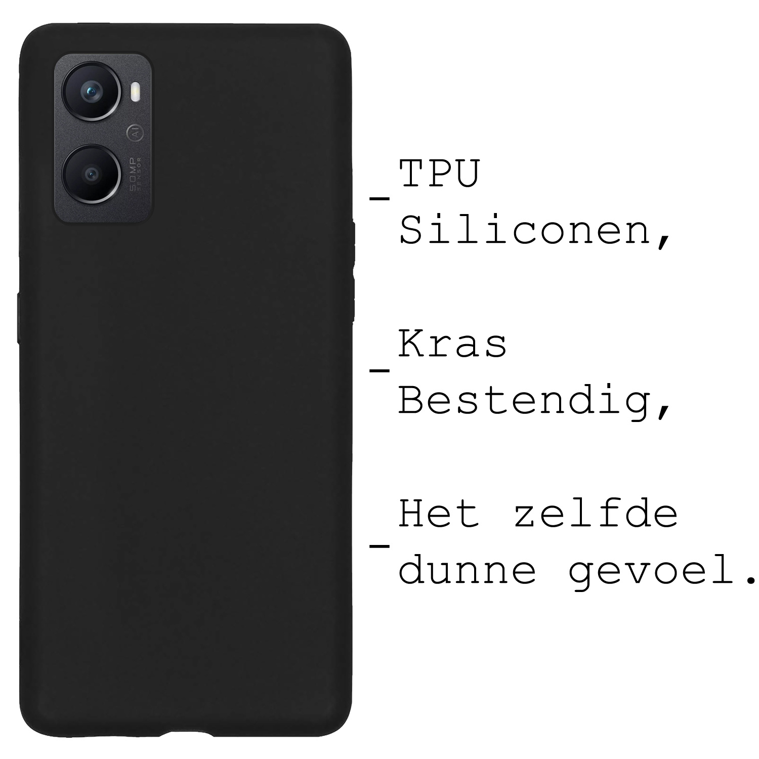 BASEY. Hoes Geschikt voor OPPO A76 Hoesje Siliconen Back Cover Case Met 2x Screenprotector - Hoesje Geschikt voor OPPO A76 Hoes Cover Hoesje - Zwart
