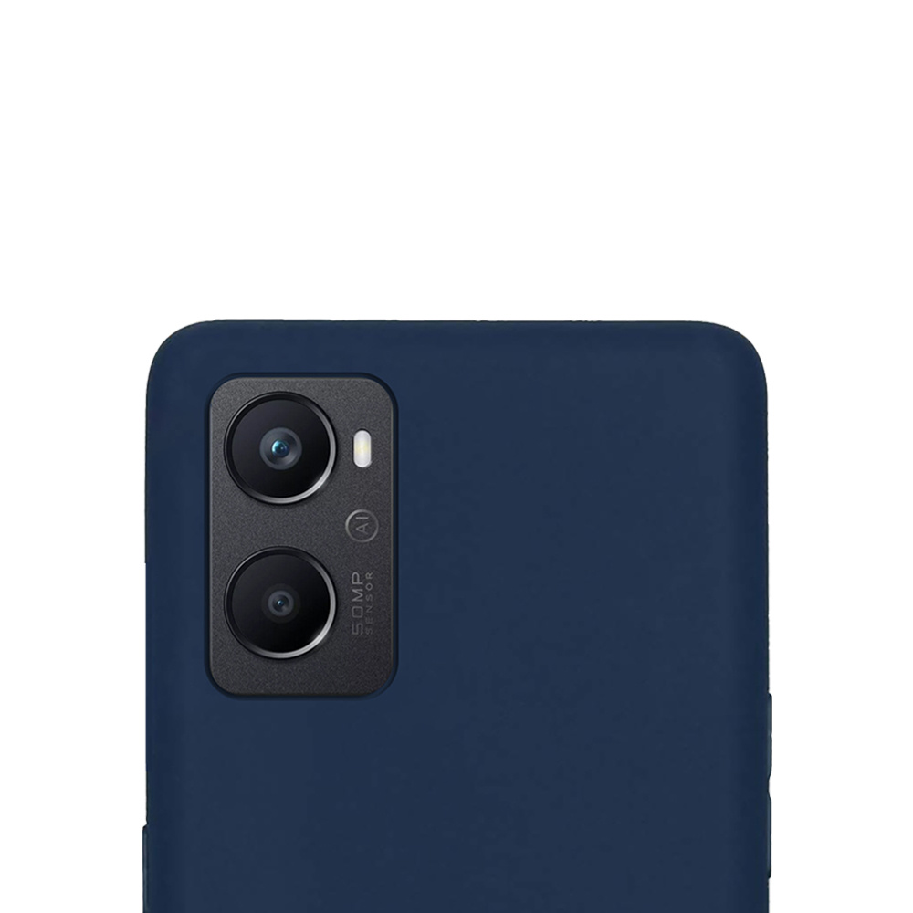 NoXx Hoes Geschikt voor OPPO A76 Hoesje Cover Siliconen Back Case Hoes Met Screenprotector - Donkerblauw