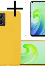 NoXx Hoes Geschikt voor OPPO A76 Hoesje Cover Siliconen Back Case Hoes Met Screenprotector - Geel