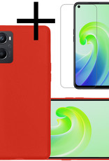 NoXx OPPO A76 Hoesje Back Cover Siliconen Case Hoes Met Screenprotector - Rood