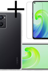 NoXx Hoes Geschikt voor OPPO A76 Hoesje Cover Siliconen Back Case Hoes Met Screenprotector - Transparant
