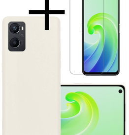 NoXx NoXx OPPO A76 Hoesje Siliconen Met Screenprotector - Wit