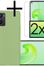 NoXx OPPO A76 Hoesje Back Cover Siliconen Case Hoes Met 2x Screenprotector - Groen