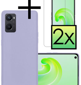 NoXx NoXx OPPO A76 Hoesje Siliconen Met 2x Screenprotector - Lila