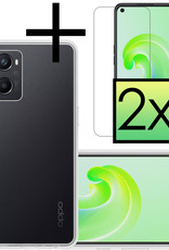 NoXx Hoes Geschikt voor OPPO A76 Hoesje Cover Siliconen Back Case Hoes Met 2x Screenprotector - Transparant