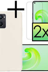 NoXx Hoes Geschikt voor OPPO A76 Hoesje Cover Siliconen Back Case Hoes Met 2x Screenprotector - Wit