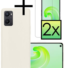 NoXx NoXx OPPO A76 Hoesje Siliconen Met 2x Screenprotector - Wit