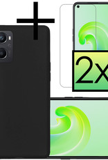 NoXx OPPO A76 Hoesje Back Cover Siliconen Case Hoes Met 2x Screenprotector - Zwart