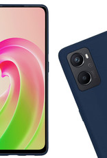 Nomfy Hoesje Geschikt voor OPPO A76 Hoesje Siliconen Cover Case Met Screenprotector - Hoes Geschikt voor OPPO A76 Hoes Back Case - Donkerblauw