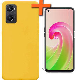 Nomfy Nomfy OPPO A76 Hoesje Siliconen Met Screenprotector - Geel