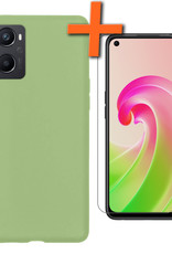 Nomfy Hoesje Geschikt voor OPPO A76 Hoesje Siliconen Cover Case Met Screenprotector - Hoes Geschikt voor OPPO A76 Hoes Back Case - Groen