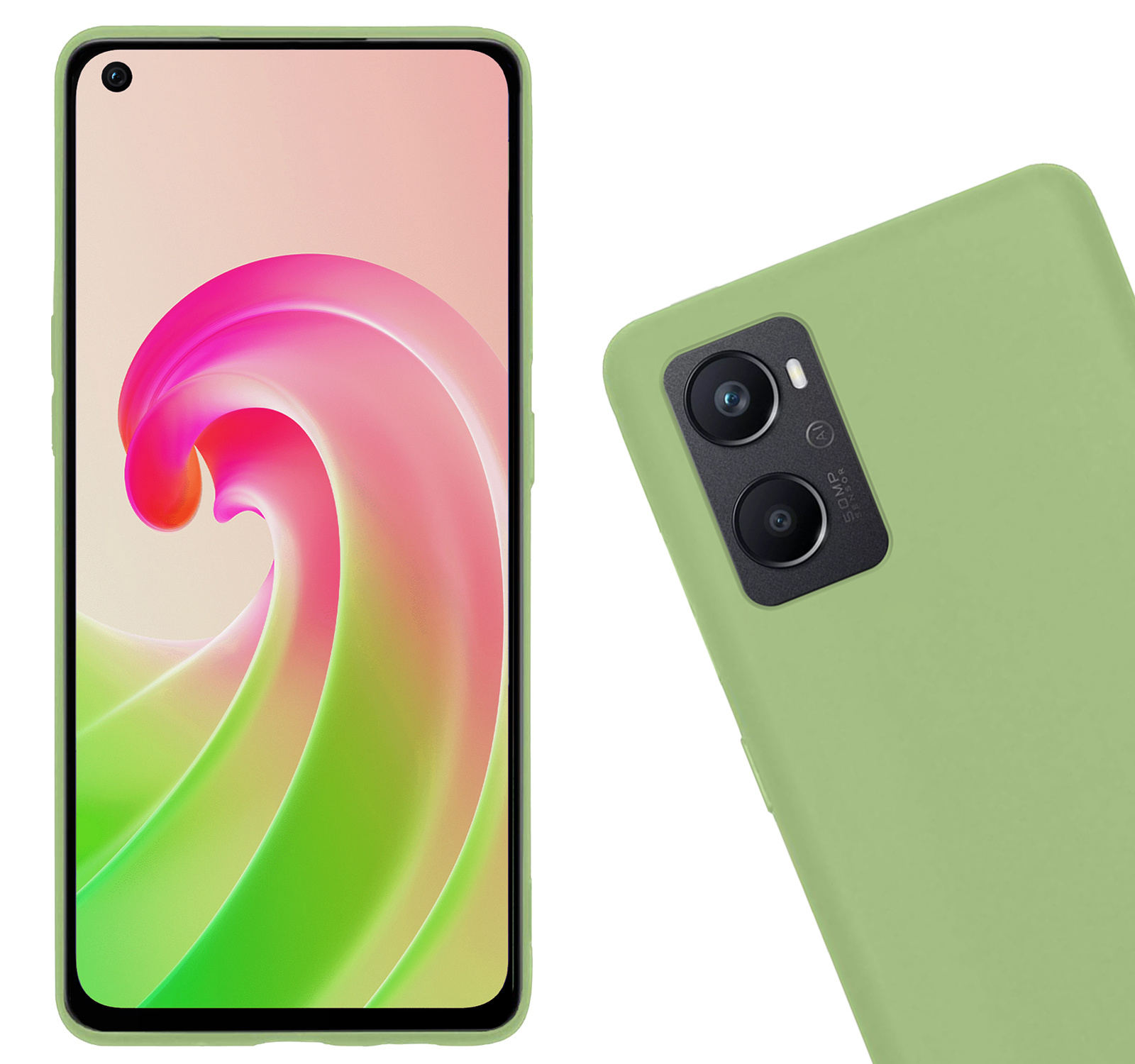 Nomfy Hoesje Geschikt voor OPPO A76 Hoesje Siliconen Cover Case Met Screenprotector - Hoes Geschikt voor OPPO A76 Hoes Back Case - Groen