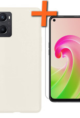 Nomfy Hoesje Geschikt voor OPPO A76 Hoesje Siliconen Cover Case Met Screenprotector - Hoes Geschikt voor OPPO A76 Hoes Back Case - Wit