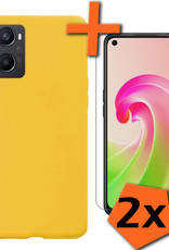 Nomfy Hoesje Geschikt voor OPPO A76 Hoesje Siliconen Cover Case Met 2x Screenprotector - Hoes Geschikt voor OPPO A76 Hoes Back Case - Geel