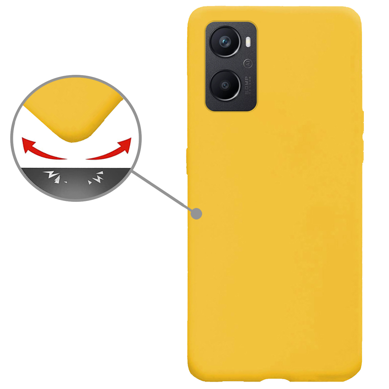 Nomfy Hoesje Geschikt voor OPPO A76 Hoesje Siliconen Cover Case Met 2x Screenprotector - Hoes Geschikt voor OPPO A76 Hoes Back Case - Geel
