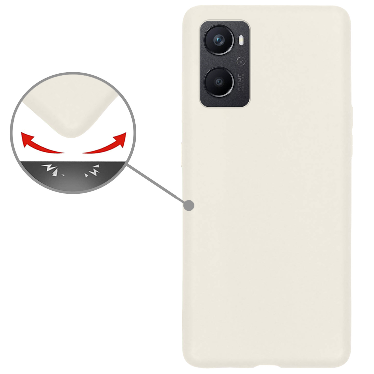 Nomfy Hoesje Geschikt voor OPPO A76 Hoesje Siliconen Cover Case Met 2x Screenprotector - Hoes Geschikt voor OPPO A76 Hoes Back Case - Wit