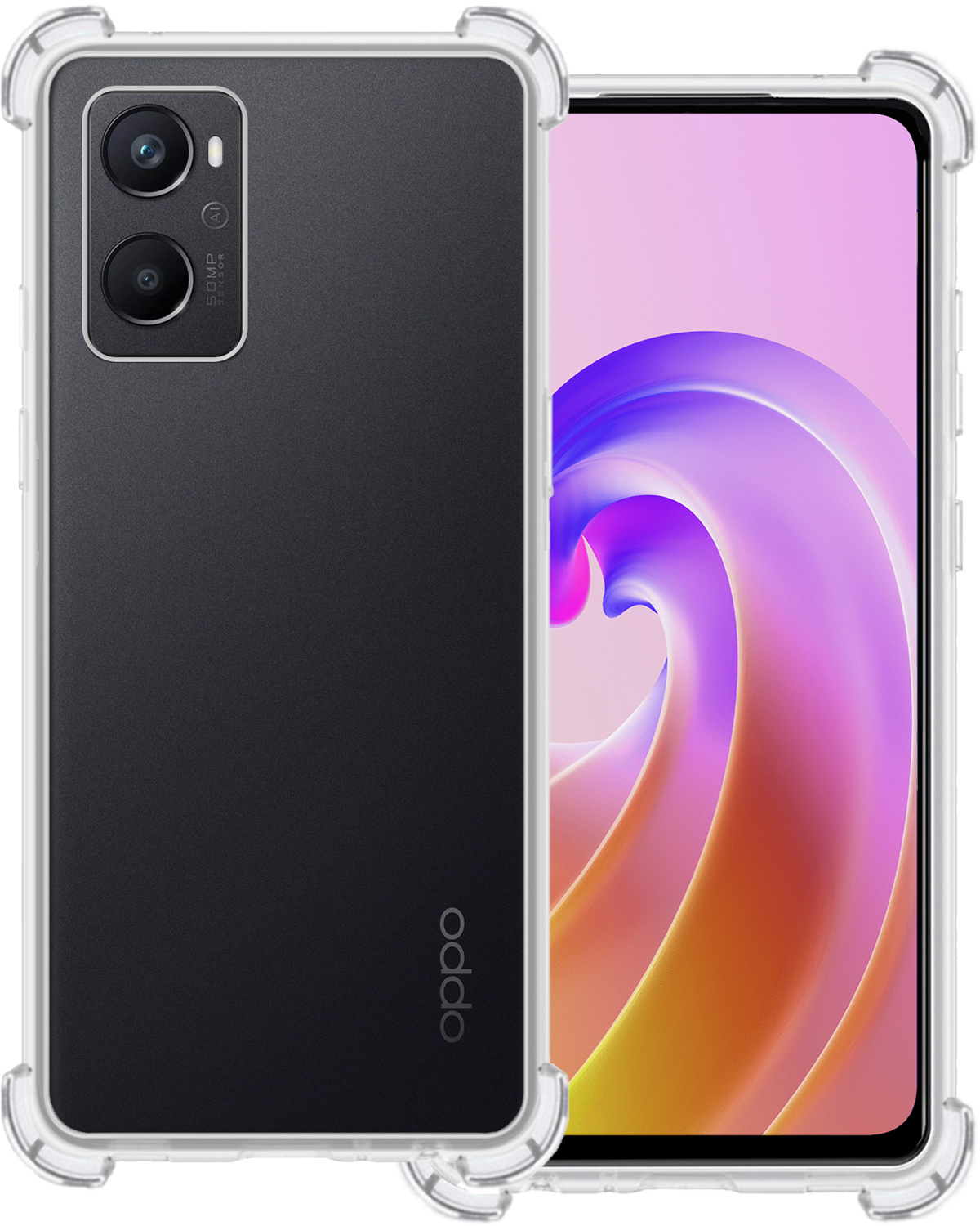 BASEY. Hoes Geschikt voor OPPO A96 Hoesje Shock Proof Case Hoes Siliconen - Hoesje Geschikt voor OPPO A96 Hoes Cover Shockproof - Transparant