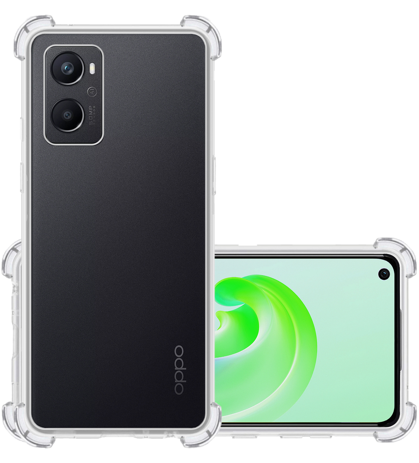 NoXx Hoes Geschikt voor OPPO A96 Hoesje Siliconen Cover Shock Proof Back Case Shockproof Hoes - Transparant