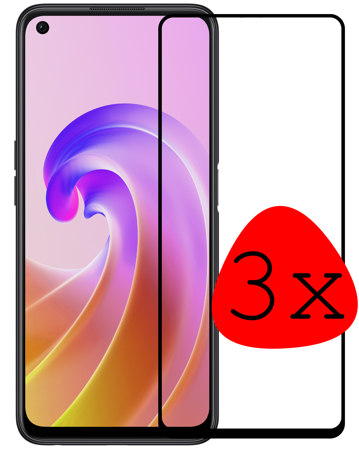 BASEY. Screenprotector Geschikt voor OPPO A96 Screenprotector Beschermglas Full Cover - Screenprotector Geschikt voor OPPO A96 Screen Protector Full Cover - 3 Stuks