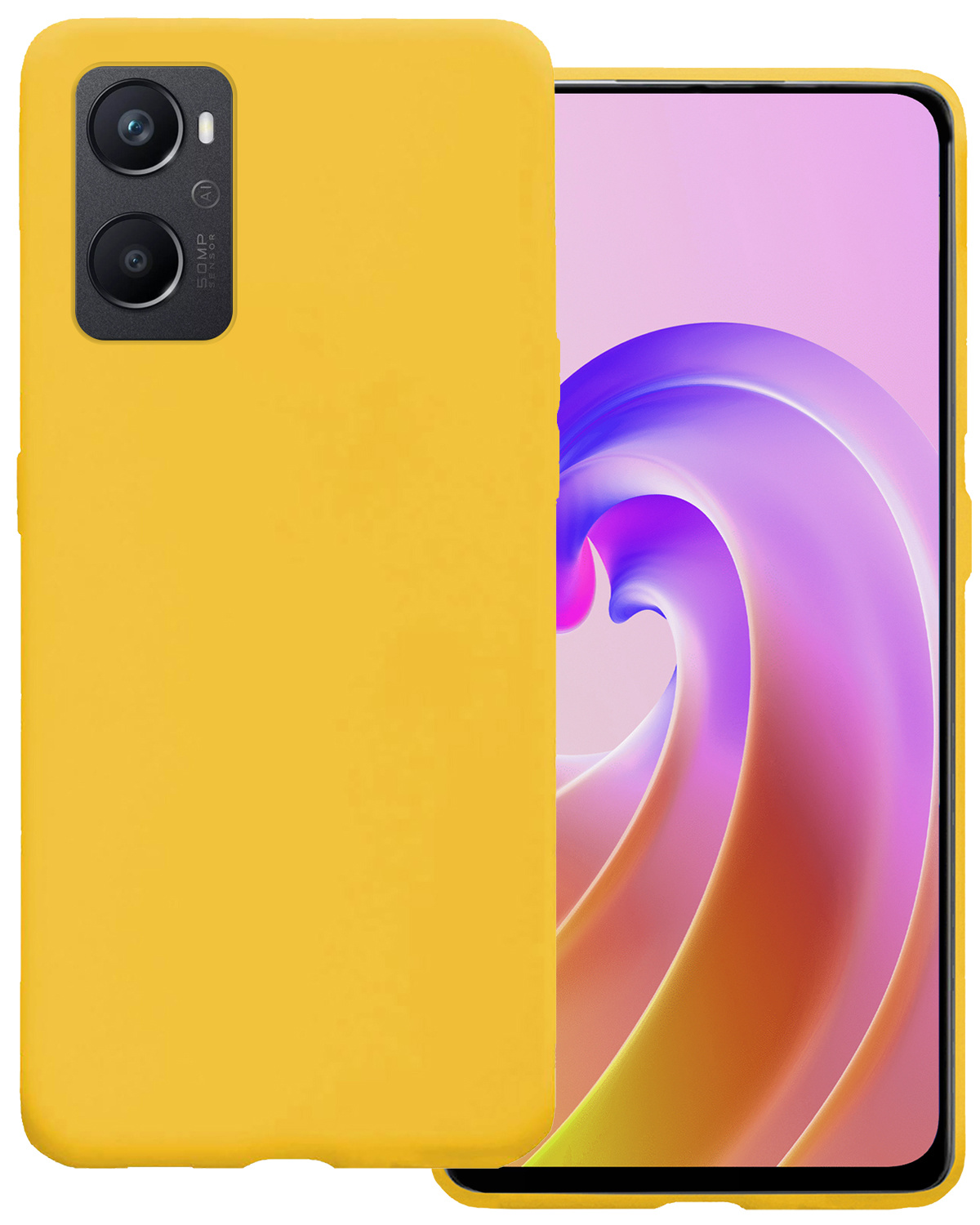 BASEY. Hoes Geschikt voor OPPO A96 Hoesje Siliconen Back Cover Case - Hoesje Geschikt voor OPPO A96 Hoes Cover Hoesje - Geel