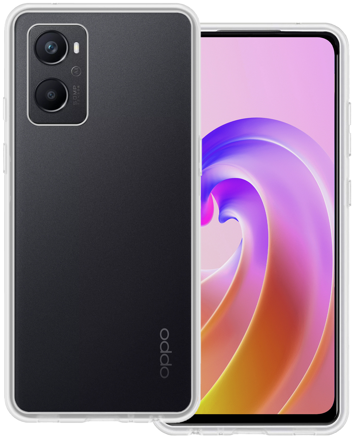 BASEY. Hoes Geschikt voor OPPO A96 Hoesje Siliconen Back Cover Case - Hoesje Geschikt voor OPPO A96 Hoes Cover Hoesje - Transparant