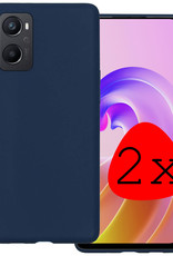 BASEY. Hoes Geschikt voor OPPO A96 Hoesje Siliconen Back Cover Case - Hoesje Geschikt voor OPPO A96 Hoes Cover Hoesje - Donkerblauw - 2 Stuks