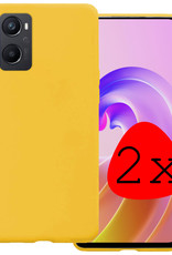 BASEY. Hoes Geschikt voor OPPO A96 Hoesje Siliconen Back Cover Case - Hoesje Geschikt voor OPPO A96 Hoes Cover Hoesje - Geel - 2 Stuks