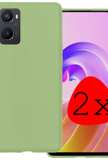BASEY. Hoes Geschikt voor OPPO A96 Hoesje Siliconen Back Cover Case - Hoesje Geschikt voor OPPO A96 Hoes Cover Hoesje - Groen - 2 Stuks