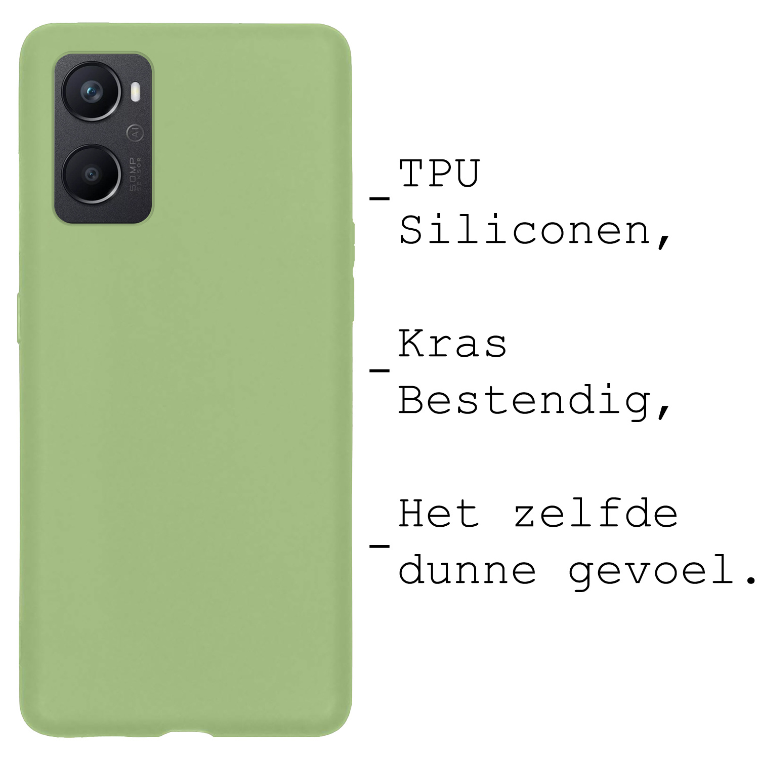 BASEY. Hoes Geschikt voor OPPO A96 Hoesje Siliconen Back Cover Case - Hoesje Geschikt voor OPPO A96 Hoes Cover Hoesje - Groen - 2 Stuks