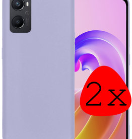 BASEY. OPPO A96 Hoesje Siliconen - Lila - 2 PACK