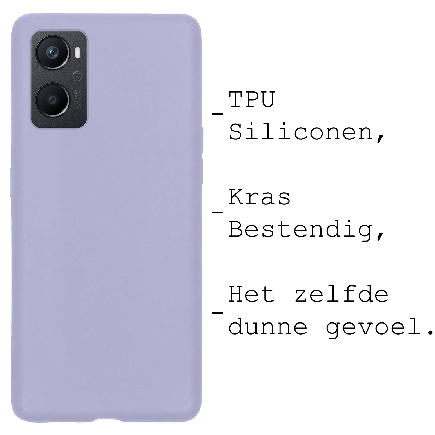 BASEY. Hoes Geschikt voor OPPO A96 Hoesje Siliconen Back Cover Case - Hoesje Geschikt voor OPPO A96 Hoes Cover Hoesje - Lila - 2 Stuks