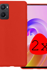 BASEY. Hoes Geschikt voor OPPO A96 Hoesje Siliconen Back Cover Case - Hoesje Geschikt voor OPPO A96 Hoes Cover Hoesje - Rood - 2 Stuks