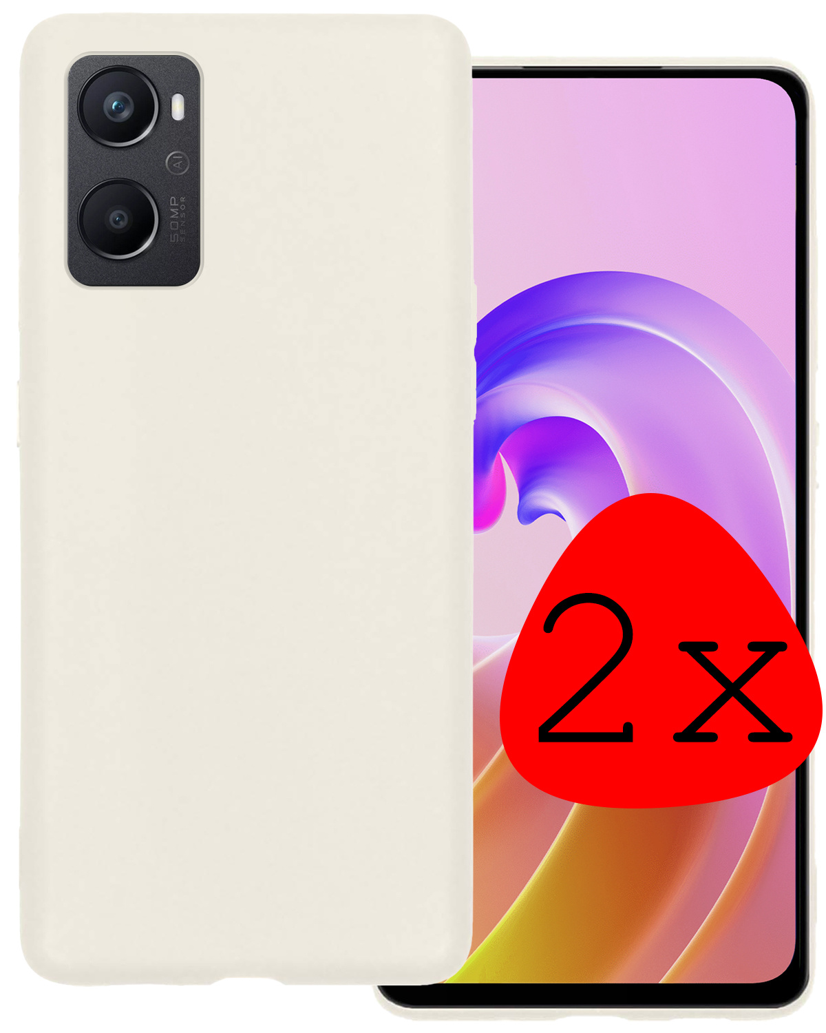 BASEY. Hoes Geschikt voor OPPO A96 Hoesje Siliconen Back Cover Case - Hoesje Geschikt voor OPPO A96 Hoes Cover Hoesje - Wit - 2 Stuks