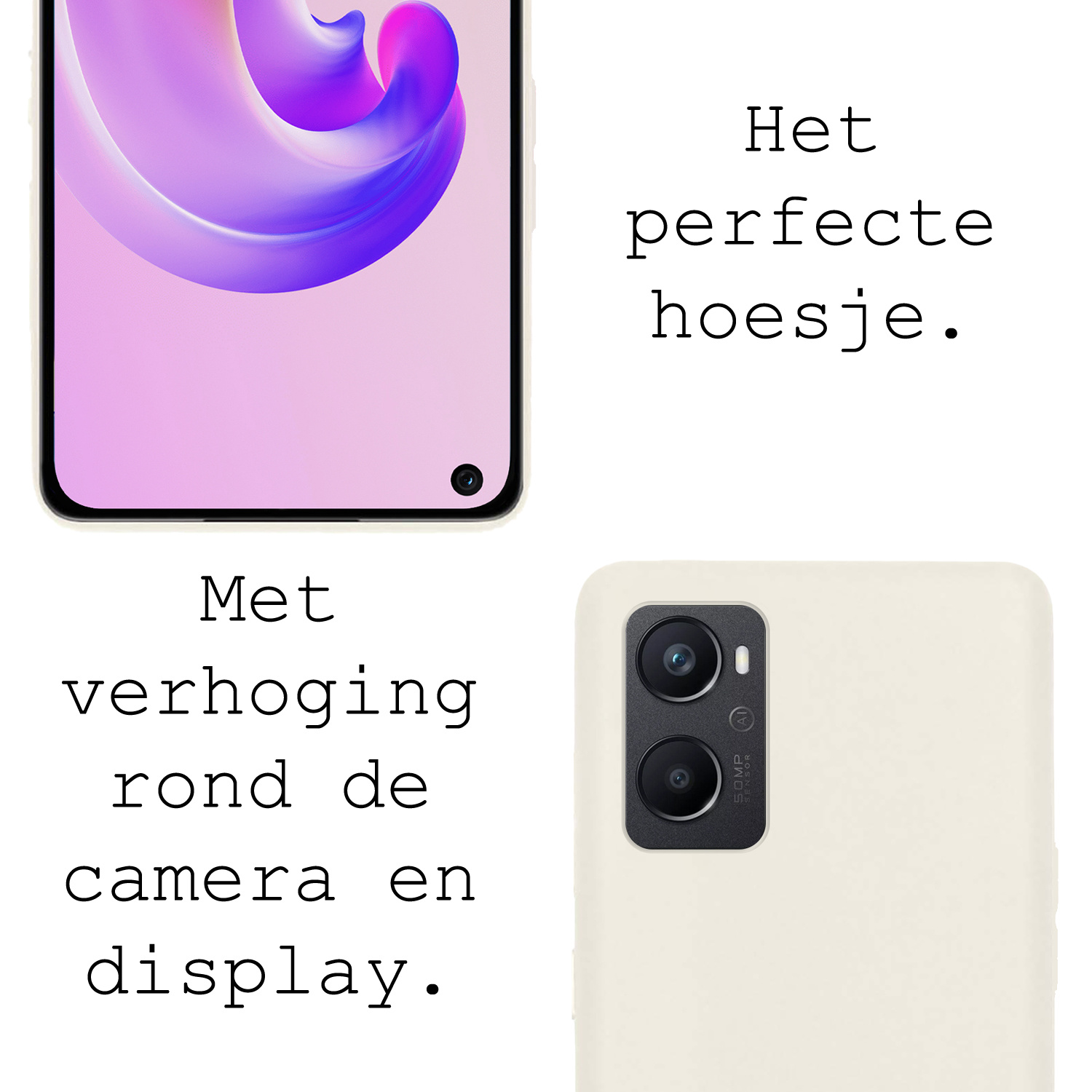 BASEY. Hoes Geschikt voor OPPO A96 Hoesje Siliconen Back Cover Case - Hoesje Geschikt voor OPPO A96 Hoes Cover Hoesje - Wit - 2 Stuks