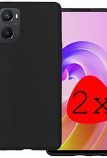 BASEY. Hoes Geschikt voor OPPO A96 Hoesje Siliconen Back Cover Case - Hoesje Geschikt voor OPPO A96 Hoes Cover Hoesje - Zwart - 2 Stuks